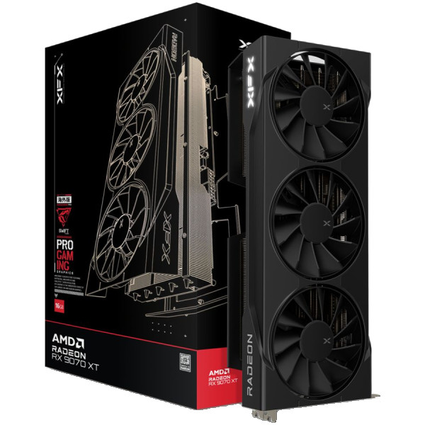 XFX Swift AMD Radeon RX 9070XT Triple fan Gaming Edition with 16GB GDDR6 HDMI 3xDP, AMD RDNA 4 ( RX-97TSWF3B9 )