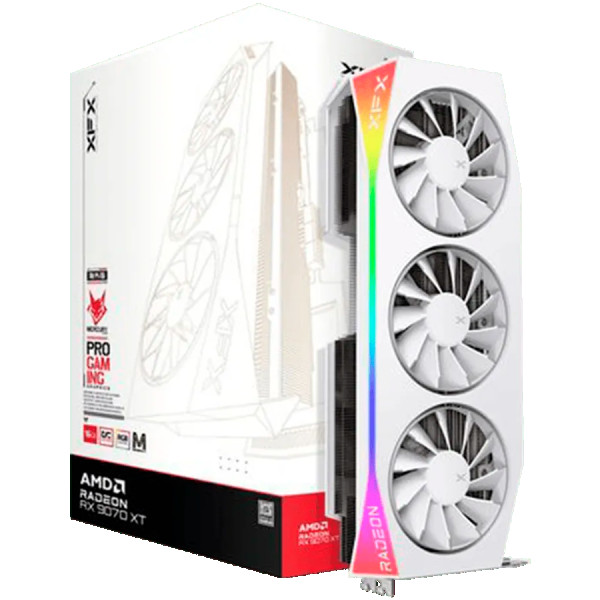 XFX Mercury AMD Radeon RX 9070XT OC White Magnetic Air Edition with RGB 16GB GDDR6 HDMI 3xDP, AMD RDNA 4 ( RX-97TMARGW9 )