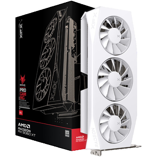 XFX Mercury AMD Radeon RX 9060XT OC White Gaming Edition with 16GB GDDR6 HDMI 2xDP, AMD RDNA 4 ( RX-96TMERCW9 )