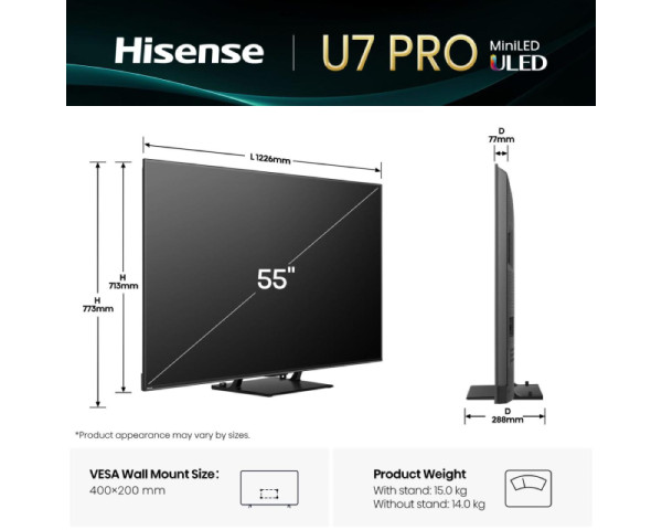 HISENSE 55 inča 55U7Q PRO ULED Mini-LED 4K UHD Smart TV (TVZ02909)