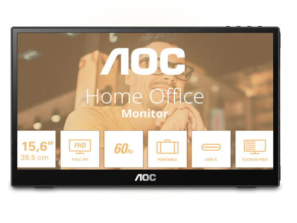 Monitor AOC 16T3EA 15,6''/IPS/1920x1080/60Hz/4ms GtG/USB C/prenosni/crna (16T3EA)