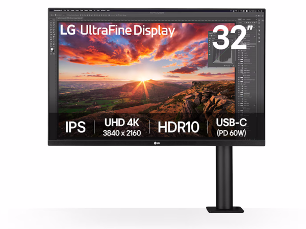 Monitor LG ERGO 32UN880K-B 31.5''/IPS/3840x2160/60Hz/5ms GtG/HDMIx2,DP,USB/pivot,visina/VESA/zvucnici (32UN880K-B.AEU)