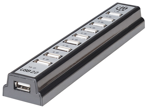 USB HUB 10port Manhattan 161572 2.0 480Mbps Crni