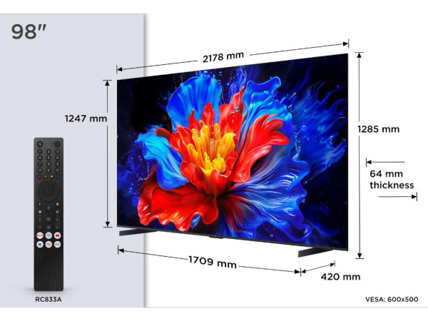 Televizor TCL 98P8K/MiniLED-QLED/98''/4K UHD/144Hz/Google TV/crna (98P8K)