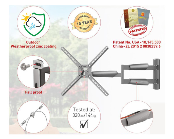 BARKAN BM343XLOD LCD TV zglobni zidni nosač do 65 inča sivi (TVZ02903)