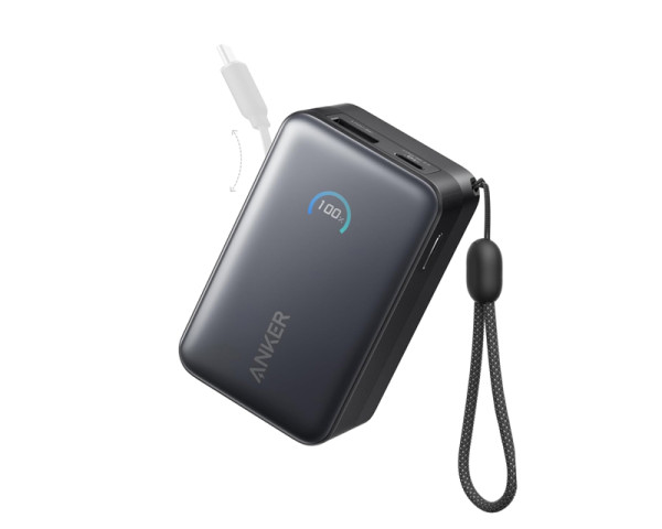 ANKER Nano 10000mAh, 45W, sa ugrađenim USB-C kablom na izvlačenje, Power Bank crni (MOB03210)