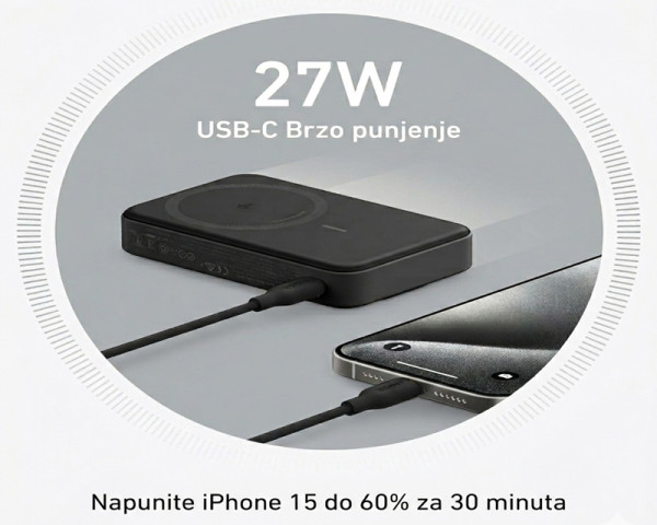ANKER MagGo 10000mAh, 27W, bežični power bank, crni (MOB03319)