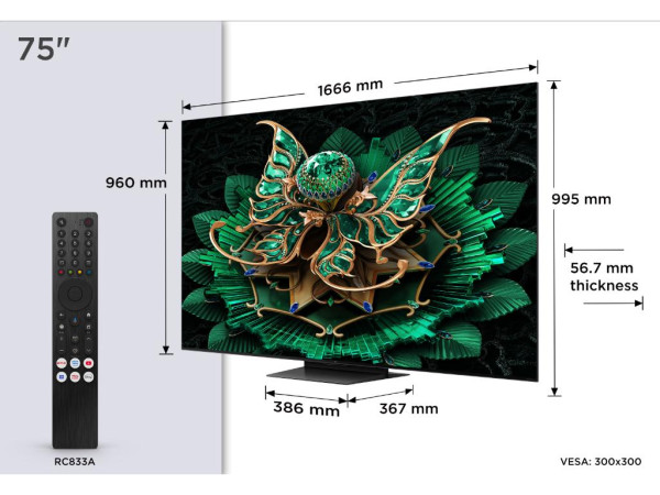 Televizor TCL 75C7K/MiniLED-QLED/75''/4K UHD/144Hz/Google TV/crna (75C7K)