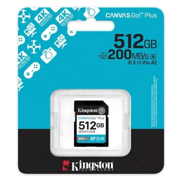Micro SD Card 512GB Kingston SDG4 512GB class 10 200Mbs 160Mbs