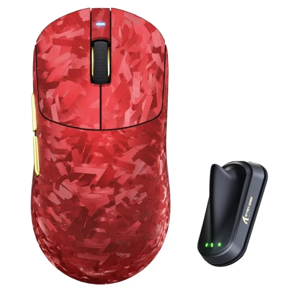Bežični gaming miš Attack Shark RS3Ultra PAW3955MAX 52000 DPI 8KHz Lightweight Red Carbon