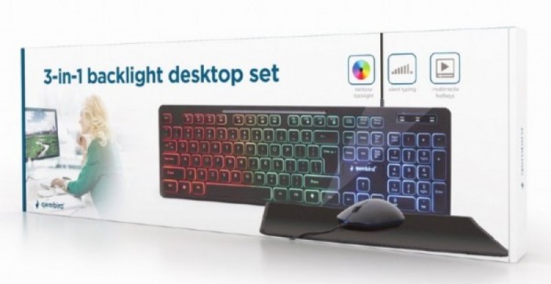 KBS-UML-01 Gembird 3-in-1 backlight set tastatura, mis i podloga